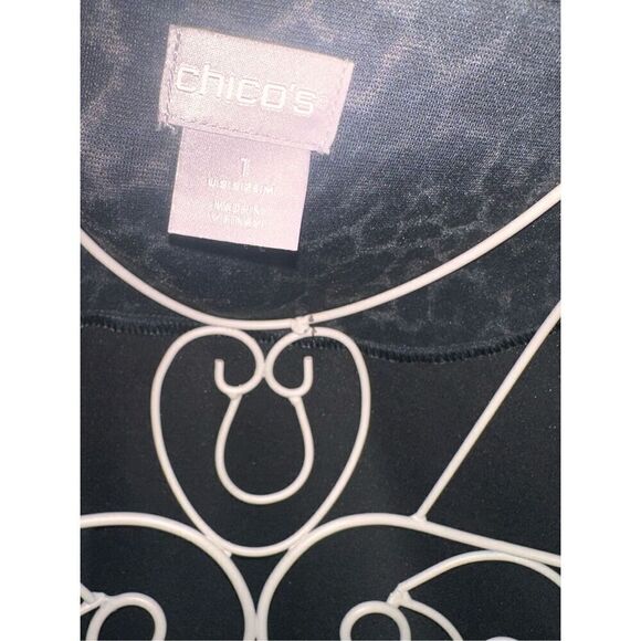 Great CONDITION STUNNING Chico’s Womens animal print tunic NWOT black Size 1 (US - Picture 5 of 11